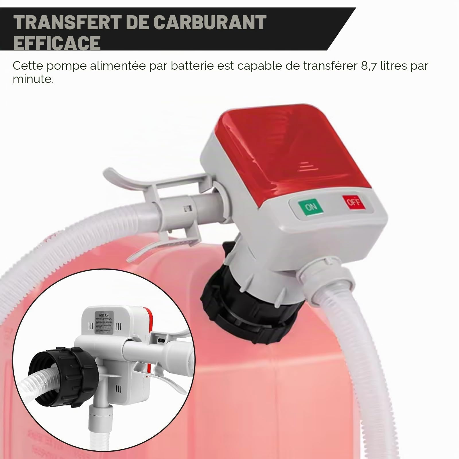 Pompe électrique Carburant Avec Stop Automatique: Pompe Carburant électrique Avec Adaptateur 4 Tailles, Pompe Essence Electrique Pour Diesel, Kérosène, Huiles Légères, Eau
