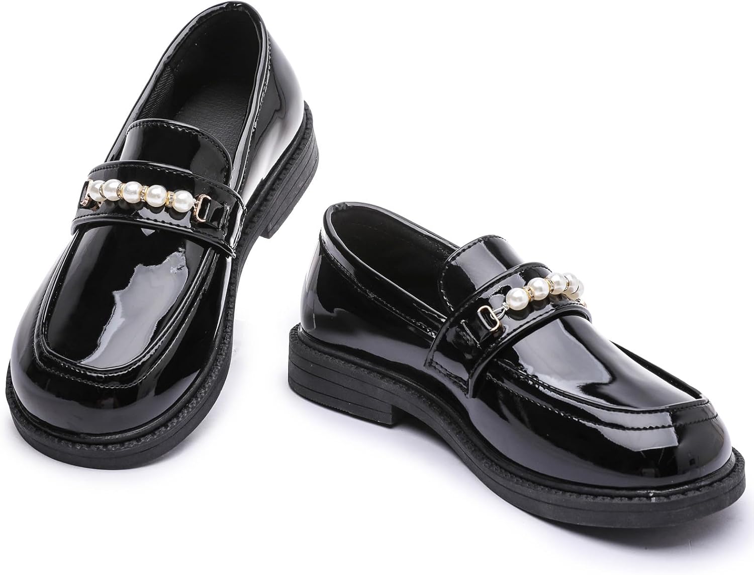 DADAWEN Toddler Little Kid Girls Loafers Slip On Flats Casual Boat Shoes Round Toe Wedding Church School Uniform Dress Shoes
