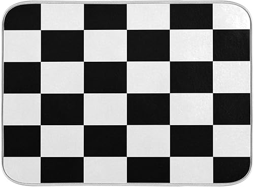 Alfombras de baño a cuadros en blanco y negro suaves antideslizantes cubierta lavable alfombra absorbente alfombra para el suelo decoración del