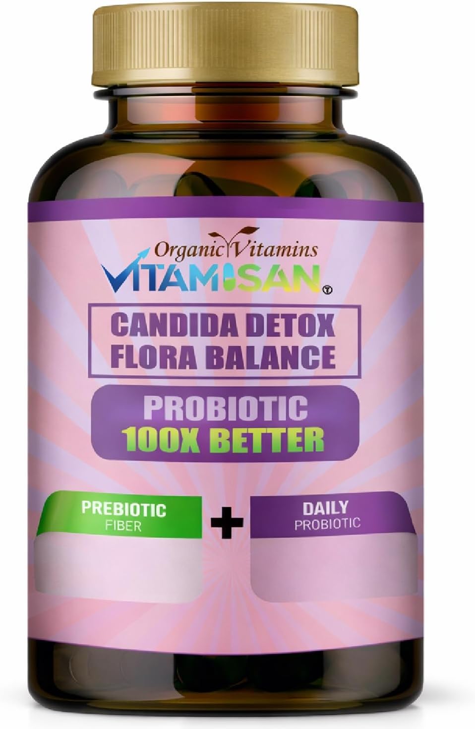 VITAMISAN Flora Balance Probiotic Support 100 Capsules | Digestive & Gut Health Support Supplement for Men & Women | Prebiotic Fiber & Enzyme Blend | Made in USA
