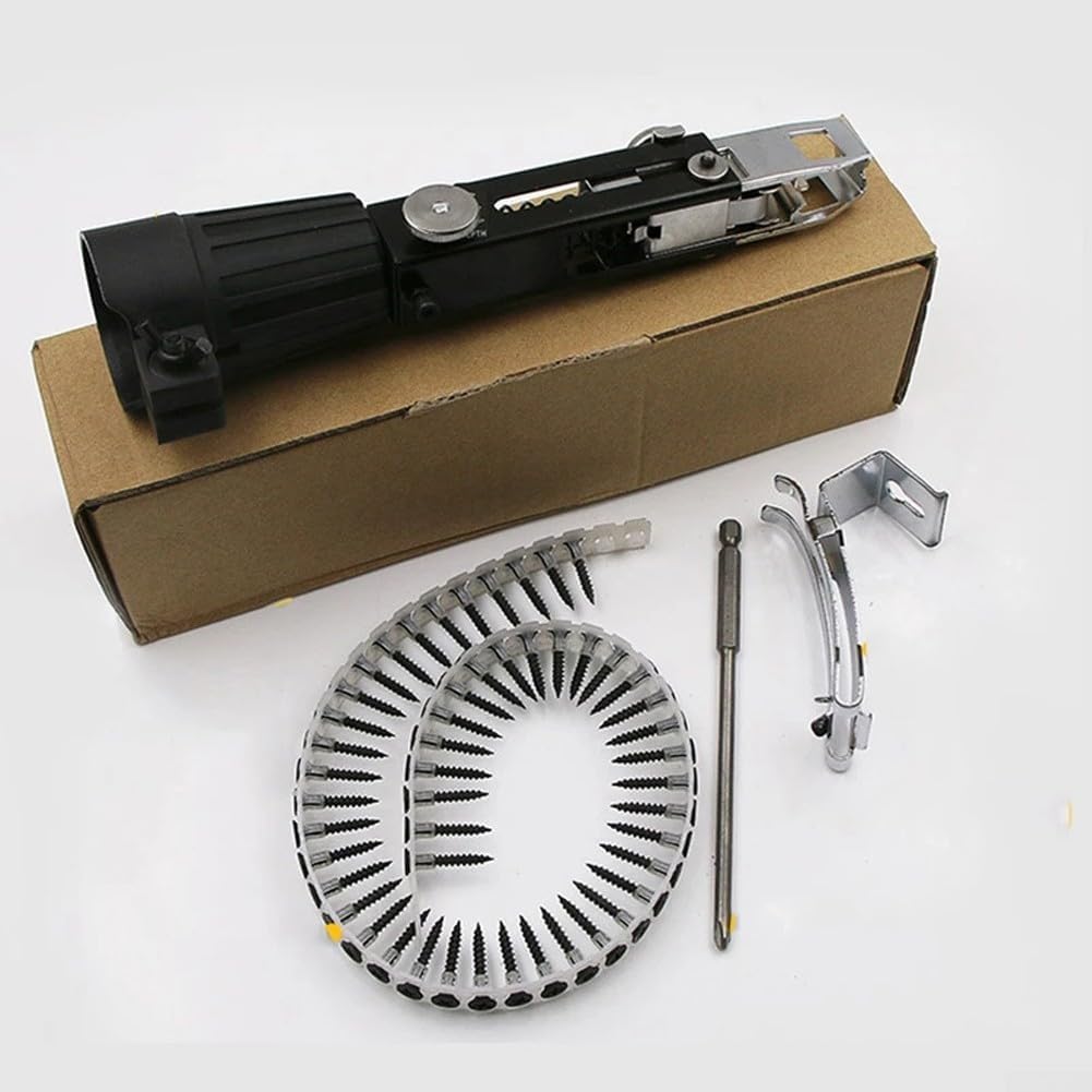Adattatore Automatico per Viti a Catena e Chiodi per Trapano Elettrico, Utensile per Lavorazione del Legno con 50 Chiodi, profondità Regolabile, in Plastica e Acciaio Inox (Cacciavite a Croce)