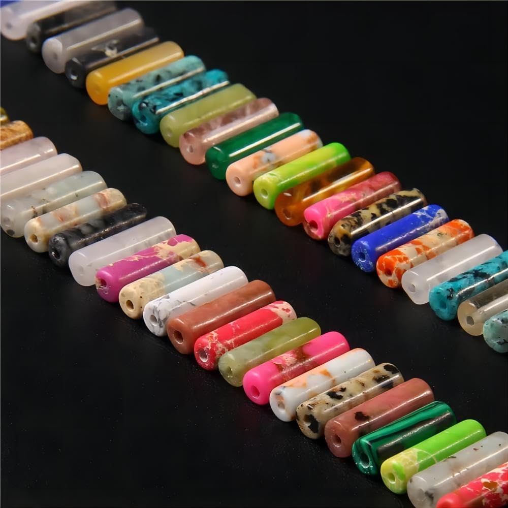 HAAMIIQII Natural Mother of Pearl Shell Tube Beads 13x4mm Column Stone Cylinder Gemstone Loose Beads for Jewelry Making Strand 15 Inch (28-29pcs) - Image 5