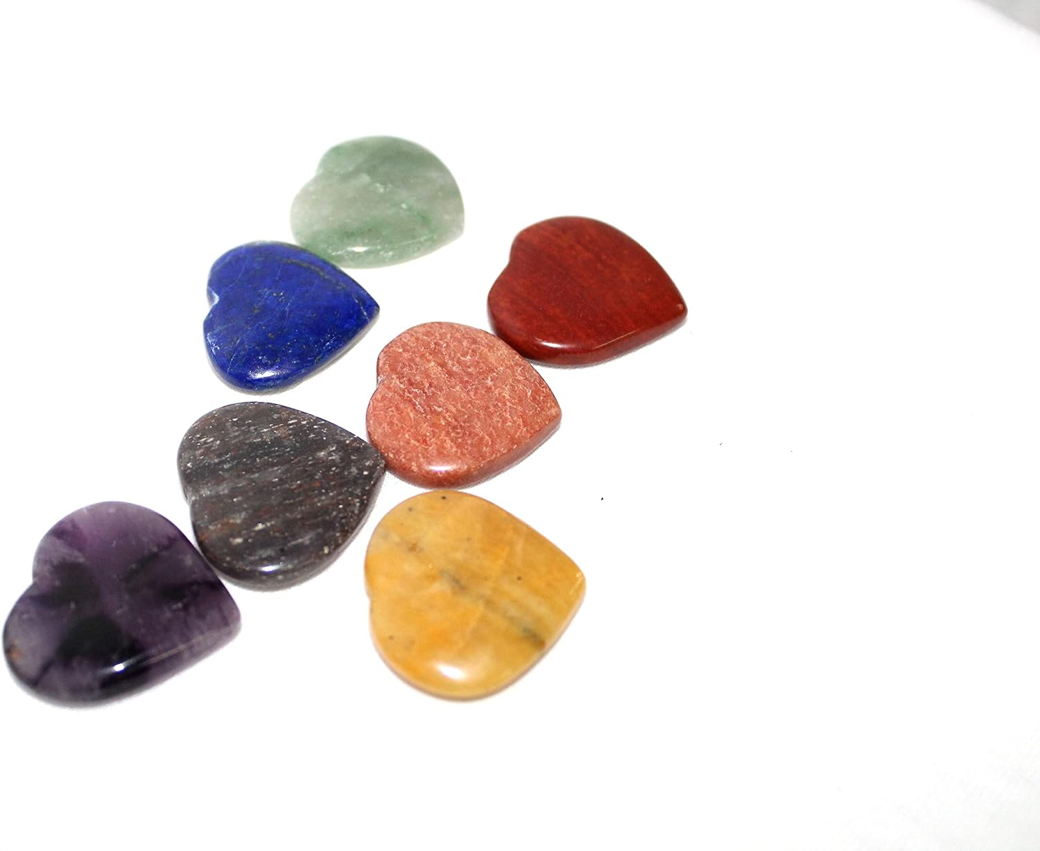 Amazon.com: Heart Shaped Chakra 7 Stones Sets Free Booklet Jet ...