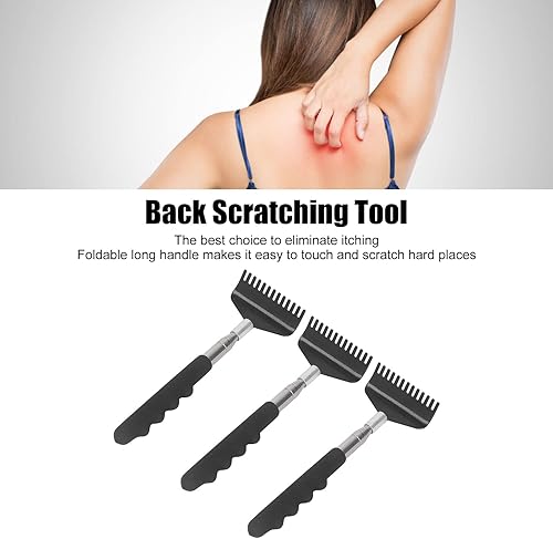 Miniatura 6 de TOPINCN Paquete de 3 masajeadores telescópicos negros para espalda, herramientas de masaje, rascador portátil, extensible, de acero inoxidable,