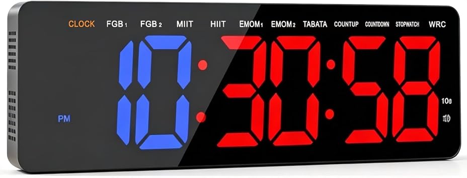 Gym Timer 16.5" Large LED Display Wall Clock, Upgraded Workout Interval Timer Count Down & Up Stopwatch, Large LED Digital Display for Fitness, Home Garage and Outdoor