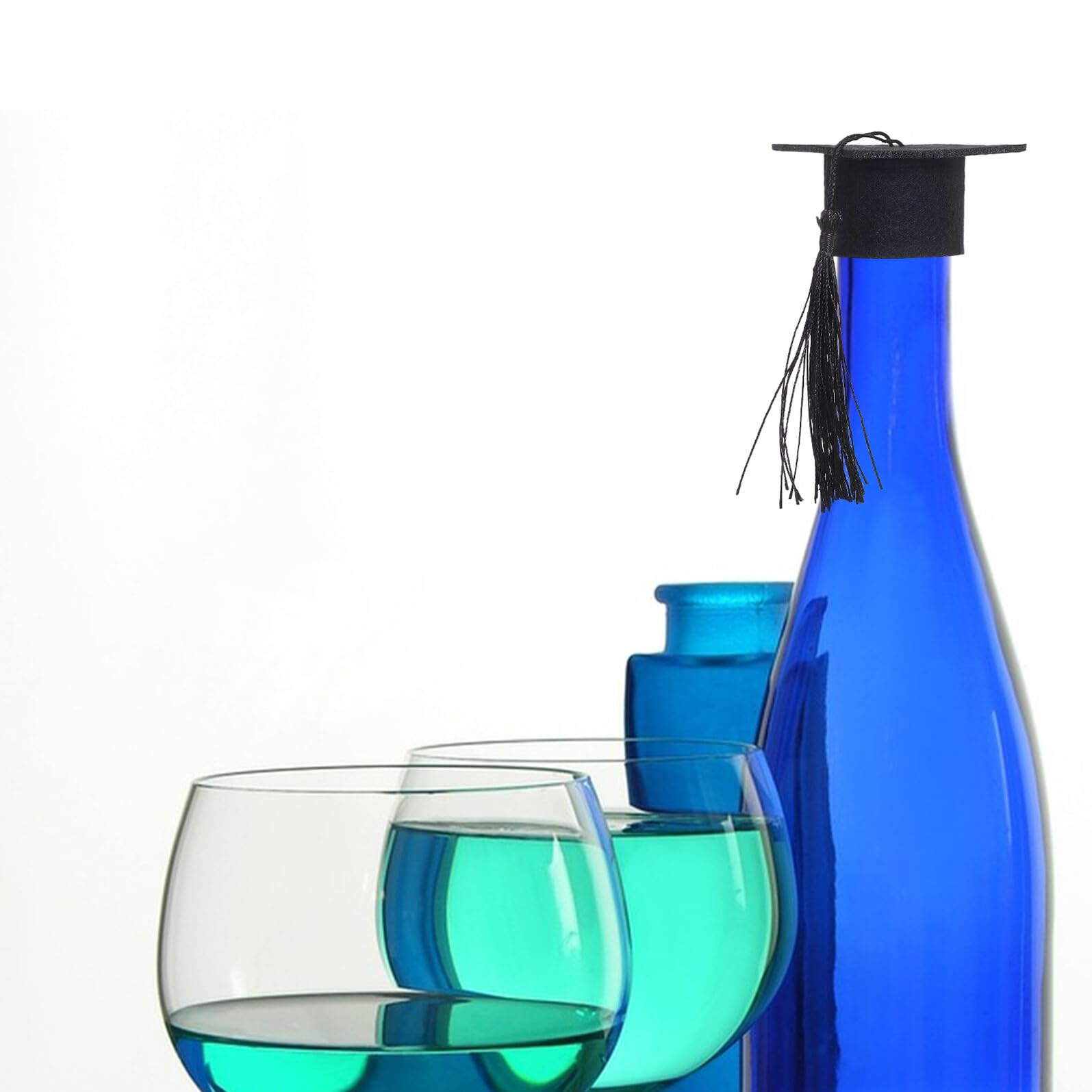 20 Pezzi Mini Cappello Laurea Nero Non Tessuto Decorazione per Bottiglie e Bambole per Feste di Laurea e Foto Ricordo