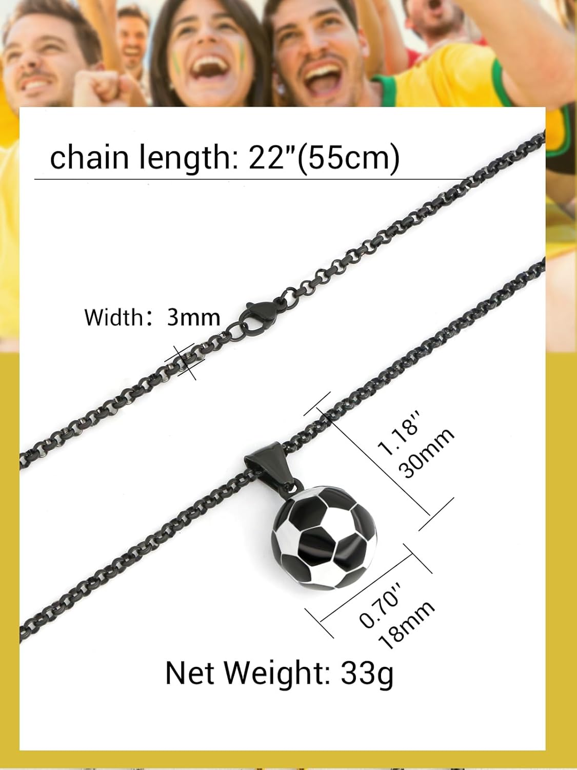 Soccer/Baseball/Football Necklace for Men Stainless Steel Chain Gym Sport Jewelry Personalized Weight Plate Pendant 3D Ball Charm Necklaces - Image 6