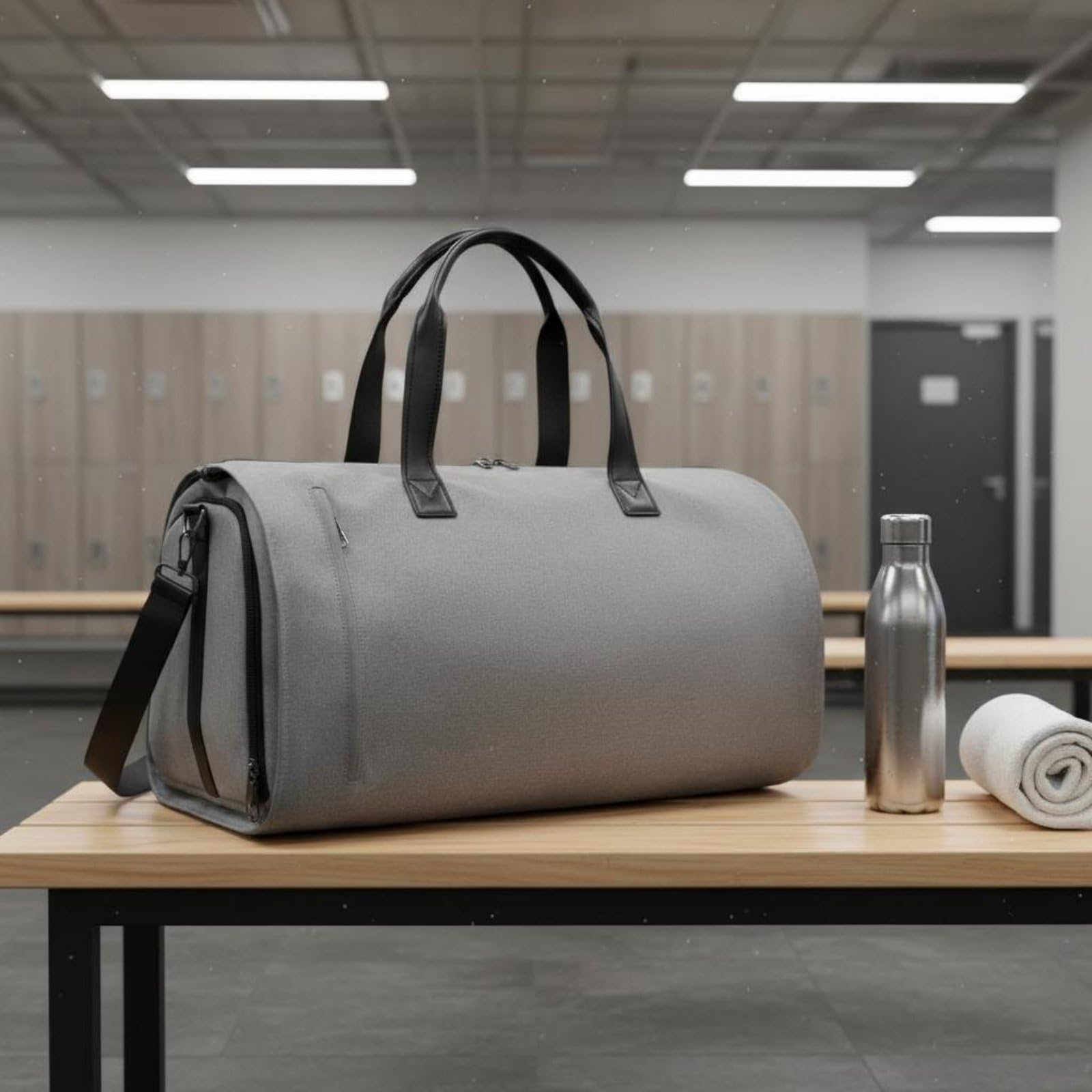 Borsa da Viaggio Borsone Valigia Portaabiti Sacca Trasporto con Scomparto Scarpe in Tessuto Impermeabile per Abiti Senza Pieghe Adatta a Uomini Week End, Tessuto Grigio