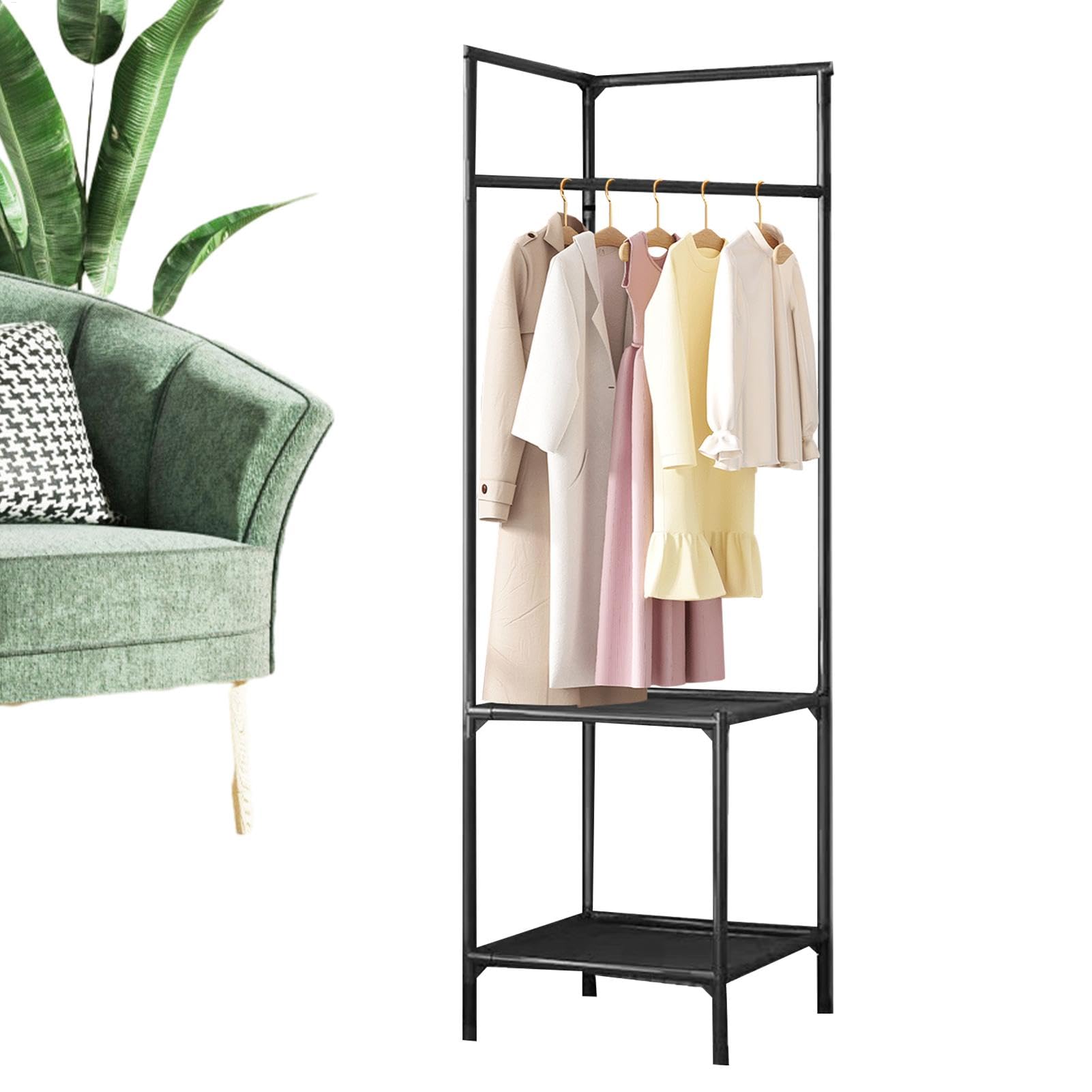 FGXHHS Metal Corner Coat Rack - Freestanding Entryway Storage, Versatile Clothes & Shoe Rack, Space-Saving Corner, Hanging Rail for Hall, Laundry Room Bedroom