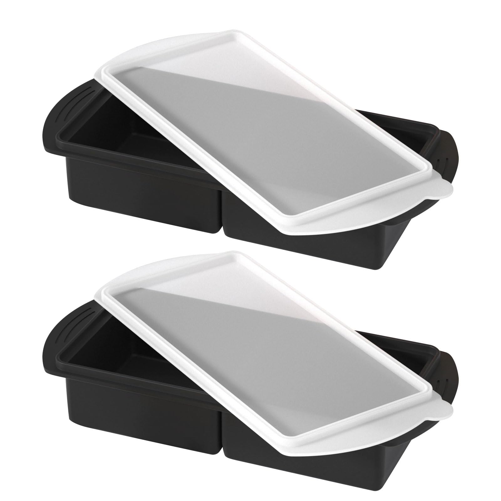 Zxfdsfdbnm Of 2 Silicone Freezing Trays Featuring Covers Flexible Sections for Soups Sauces and Cooking Preparation 500ml Each Leak Proof Freezer Storage