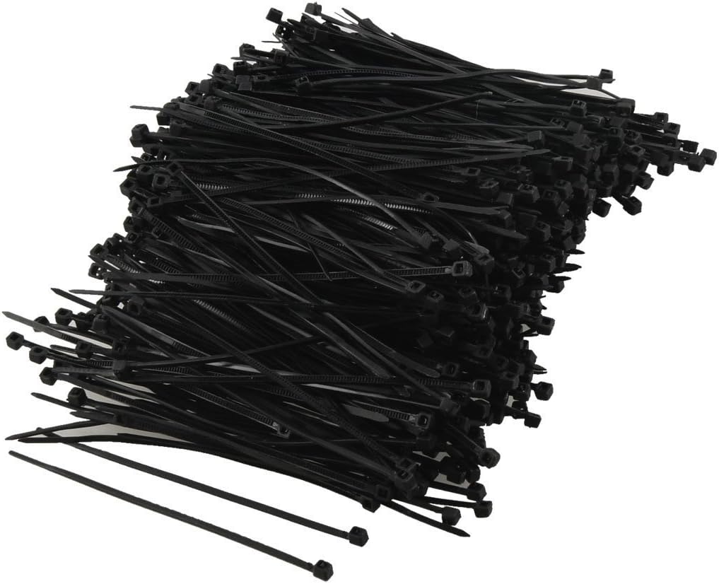 Rienar 1000Pcs Cable Tie Plastic Zip Fasten Wrap 80mm x 2mm(Black )