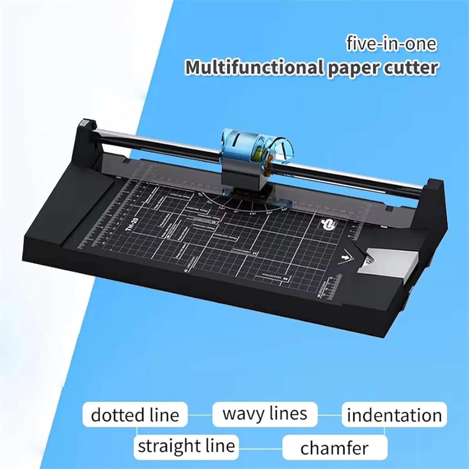 Taglierina rotante resistente – Strumento 5 in 1 con lame multiple per scrapbooking, taglierina di precisione per foto, biglietti e documenti