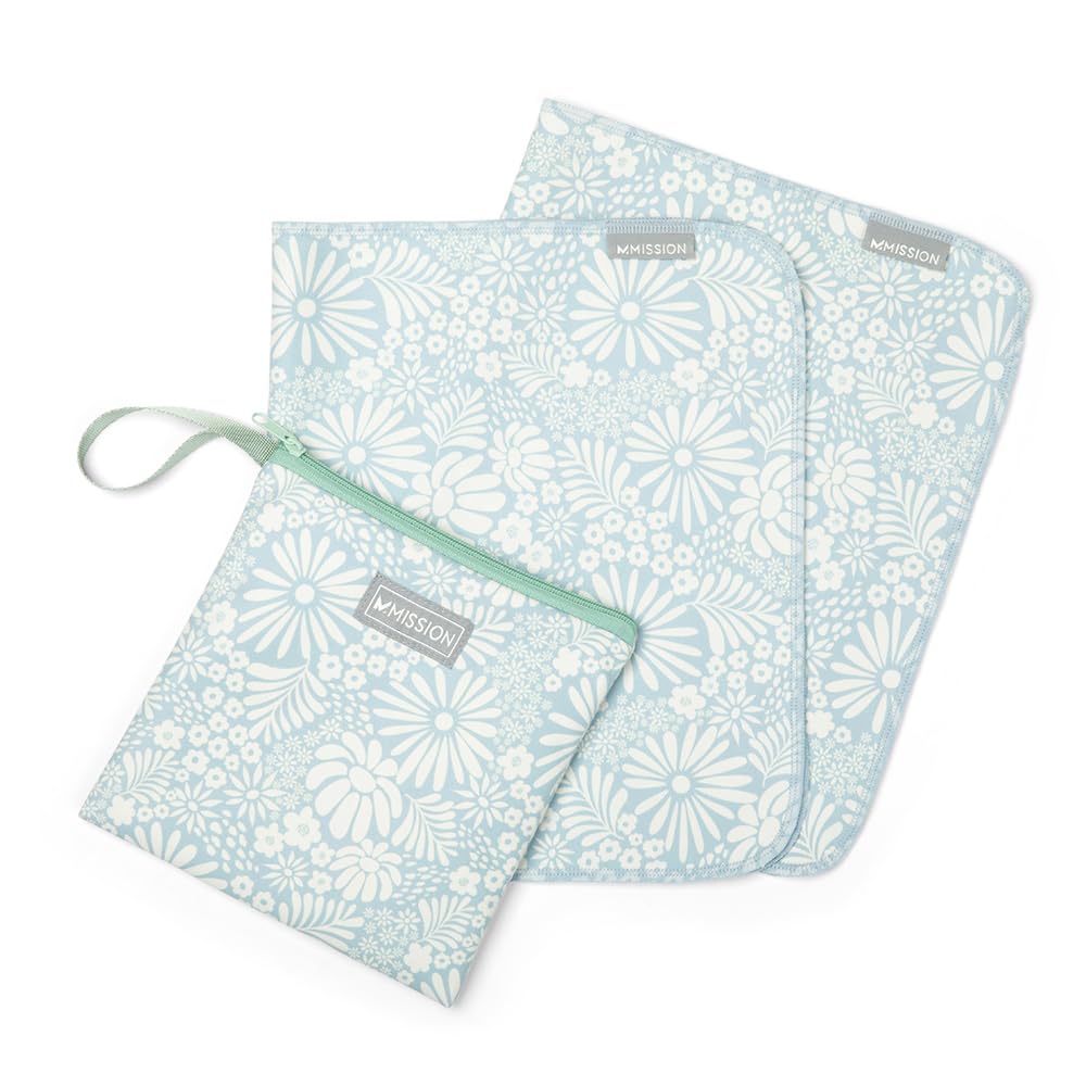 MISSION Cool Anywhere Towel 2-Pack- Soft, Lightweight Fabric - Cools Up to 2 Hours - UPF 50 Sun Protection - Machine Washable (Tonal Blue Fog)