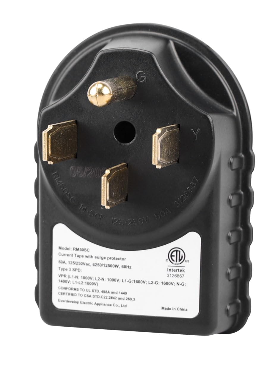 MAKERZ 0 85 50A RV Surge Protector Plug - 45,000A / 3150 Joules Maximum Spike Absorption, ETL-Certified