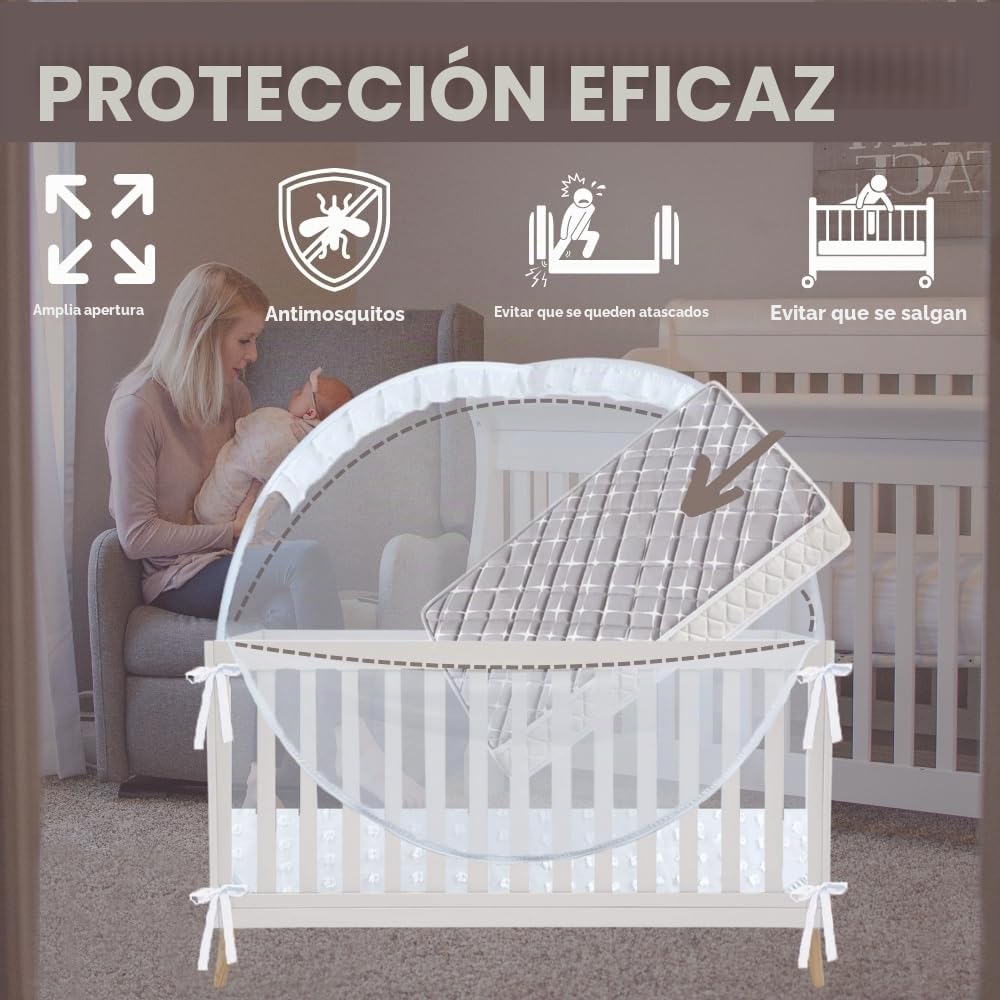 Wonder Space Elegante Toldo de Red para Cuna de Bebé - Diseño Minimalista - Malla Duradera y Transpirable para Evitar Que el Bebé se Salga - Protección contra Mosquitos Insectos (Encaje)
