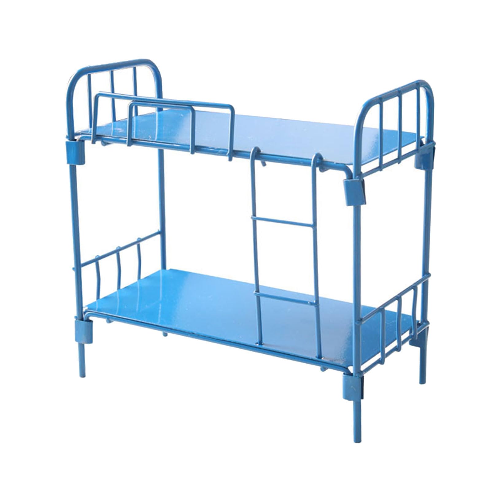Buxuaaaa Blue Miniature Dollhouses Bed Bunk Bed With Ladder Dollhouses Miniature Furniture 1/12 Scale Compact Bedroom Toy Wooden Bunk For Furniture
