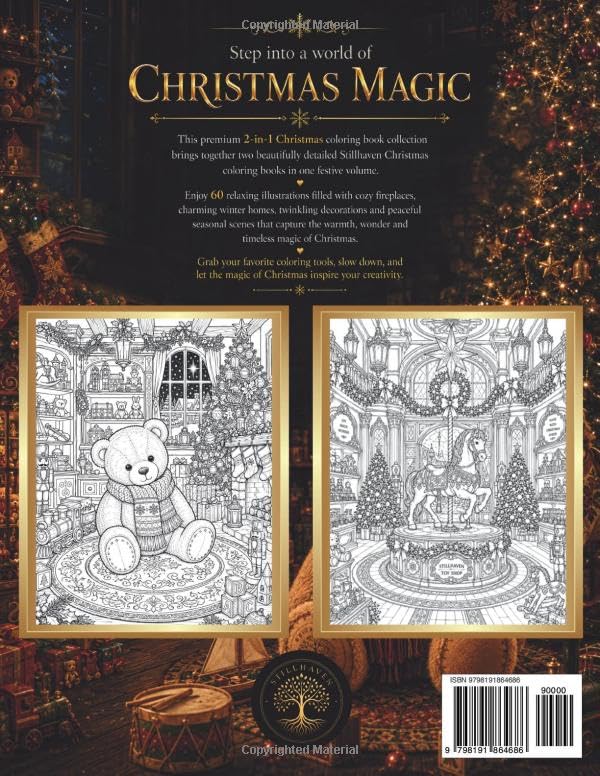 Christmas Toyland Collection: A Premium Adult Coloring Book Featuring 60 Charming Teddy Bear and Christmas Toy Shop Illustrations with Festive Toys, ... Charm (Stillhaven Christmas Duo Collection) image 3