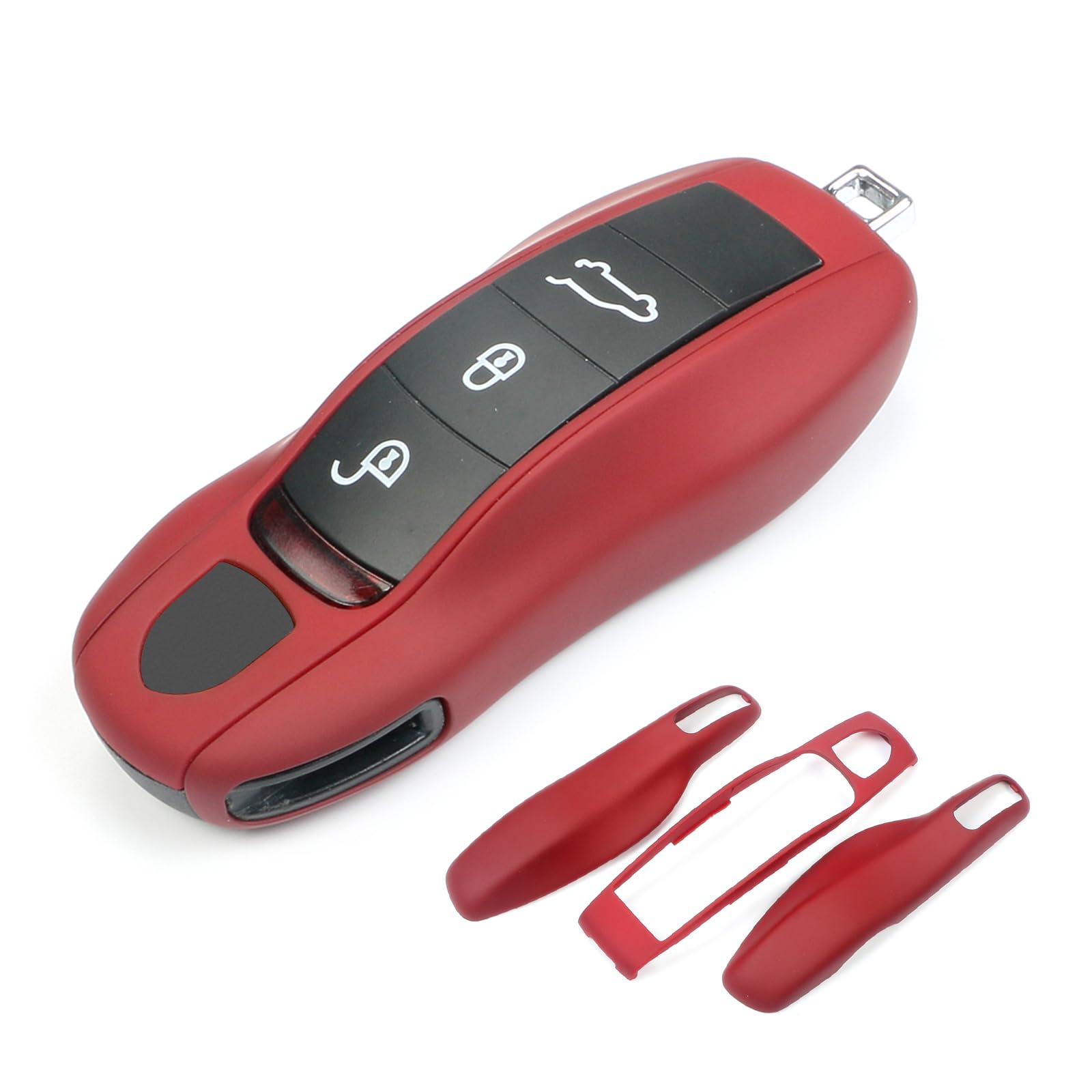 Bordeaux Red Key Fob Cover Compatible with Porsche Key Shell Key Fob Shell Replacement Compatible with Porsche Cayenne Panamera 911 718 Macan Boxster Cayman Old Style