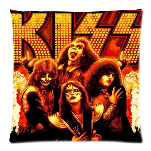 Generic Custom KISS American Rock N Roll Band Square Zippered Soft Throw Pillow Cover Pillow Cases Cushion Cover Standard Size 18x18 (Twin sides)