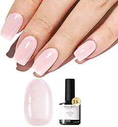Modelones Esmalte em gel rosa, transparente, branco leitoso, nude, removível com LED, para manicure faça você mesma, esmalte transparente, presente para meninas e mulheres, 15 ml