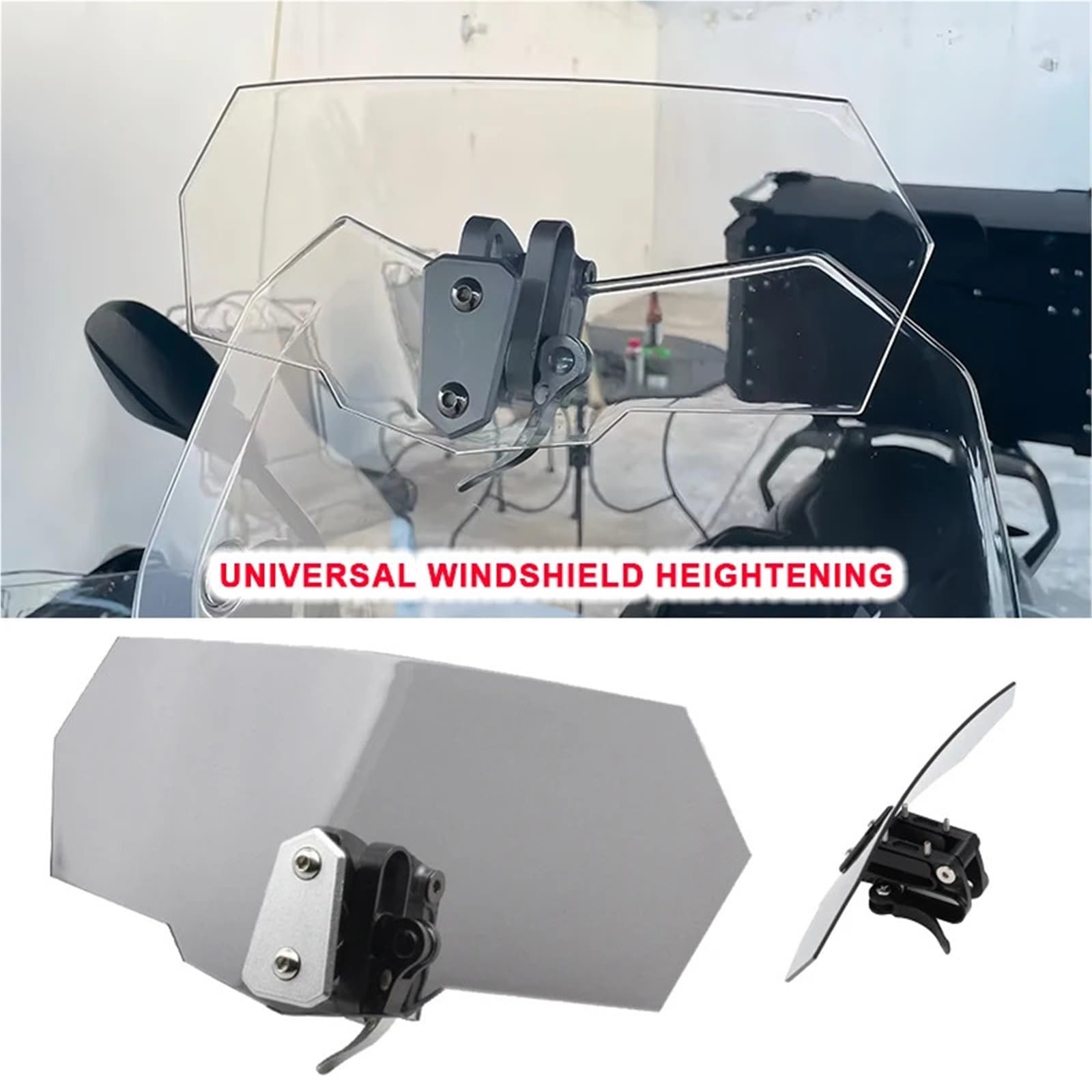 Przednia szyba motocyklowa Uniwersalny regulowany deflektor wiatru do motocykla, pasujący do Kawasaki, pasuje do BMW, pasuje do Ducati, pasuje do Hondy(Gray)