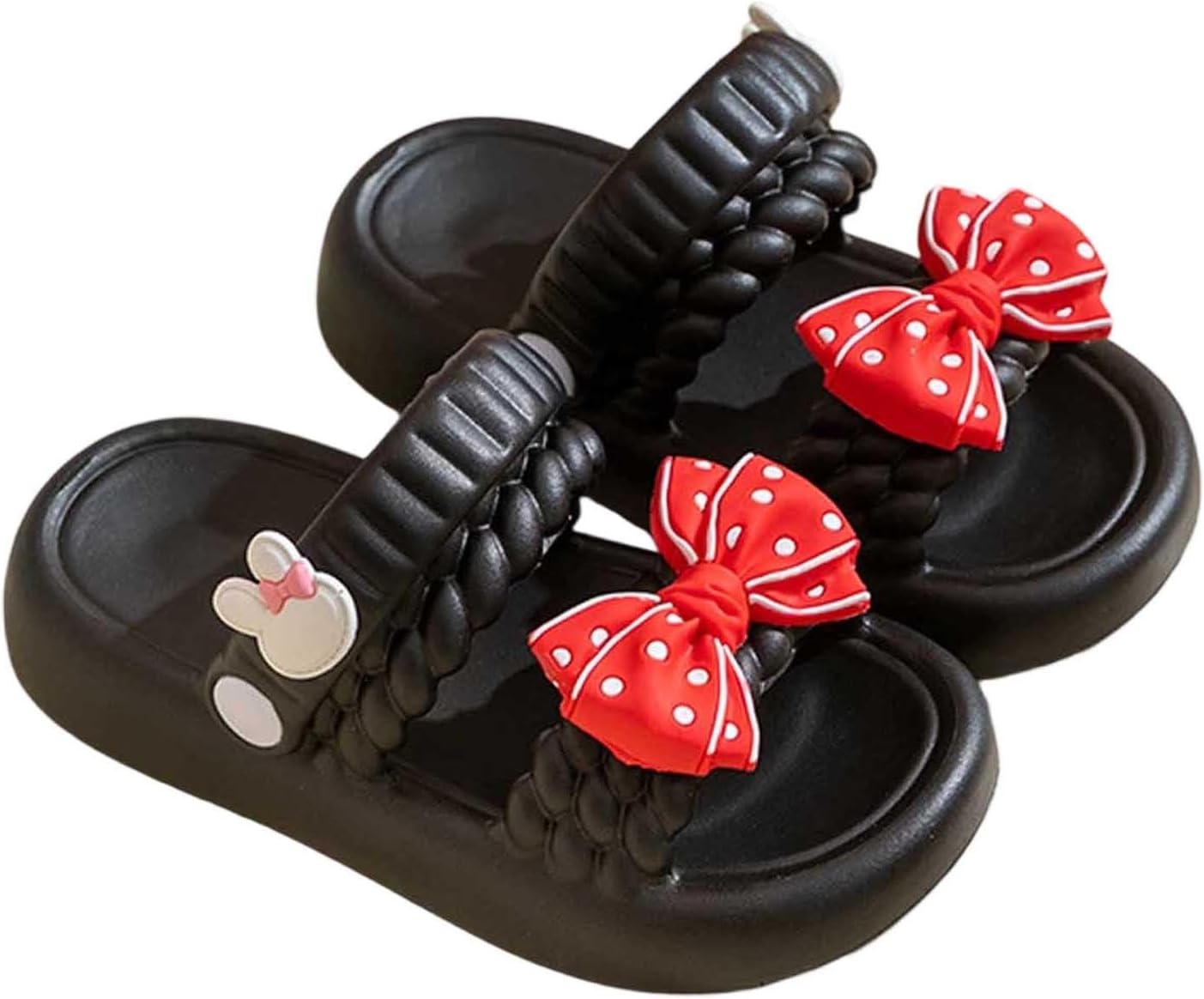 Toddler Slippers Fashionable Bow Platform Slide Sandals, Summer Indoor Home Style, Non-Slip Heightening EVA Shoes