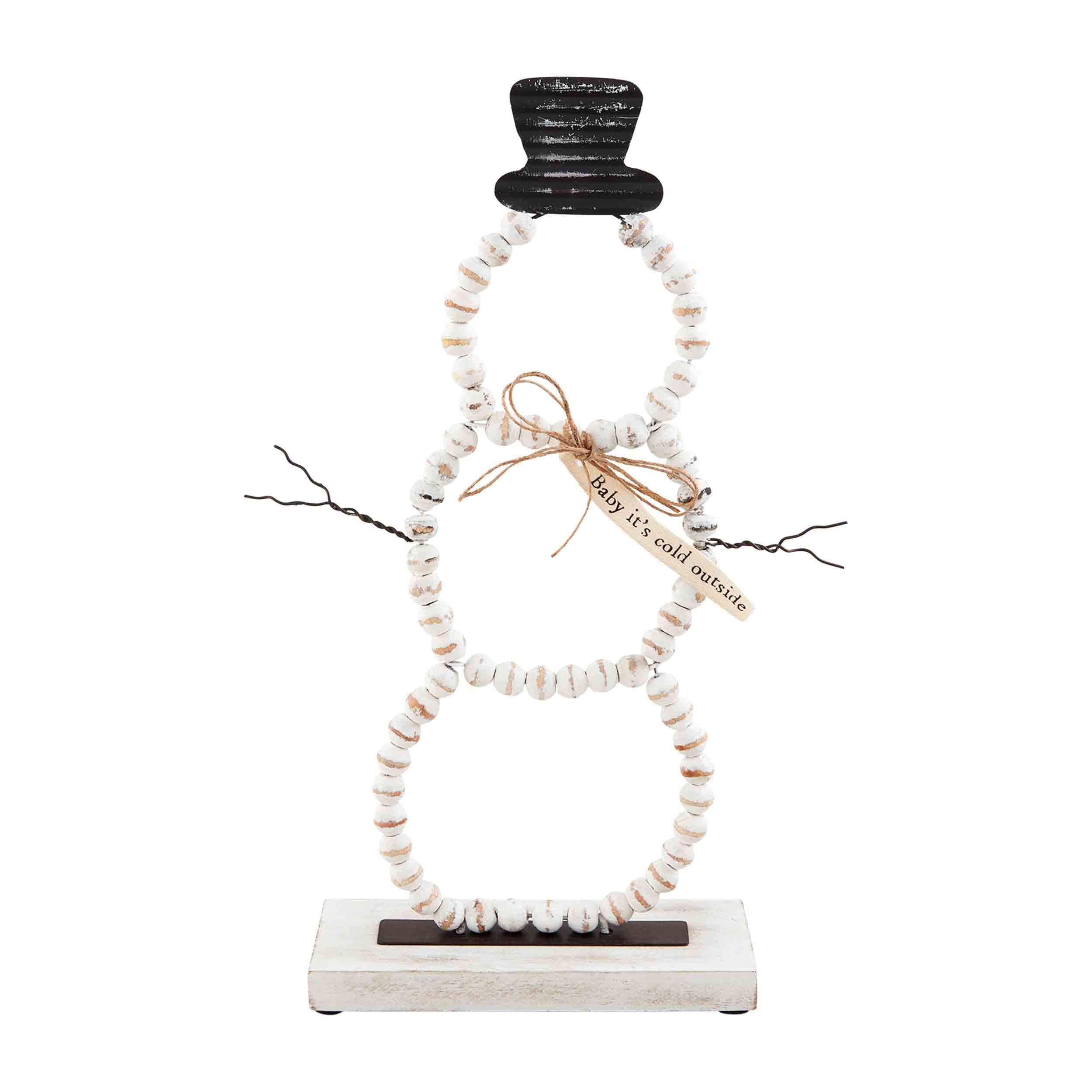 Mud Pie Beaded Snowman Sitter, 14 1/2" x 7", Tall