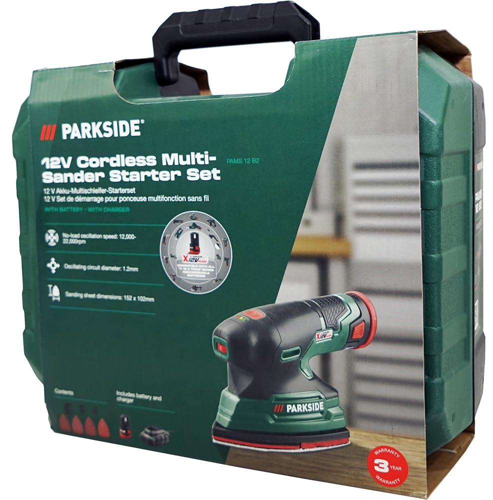 HEADNMORE Parkside PAMS 12 Ponceuse multifonction sans fil 12 V (avec batterie) + porte-clés HEADNMORE