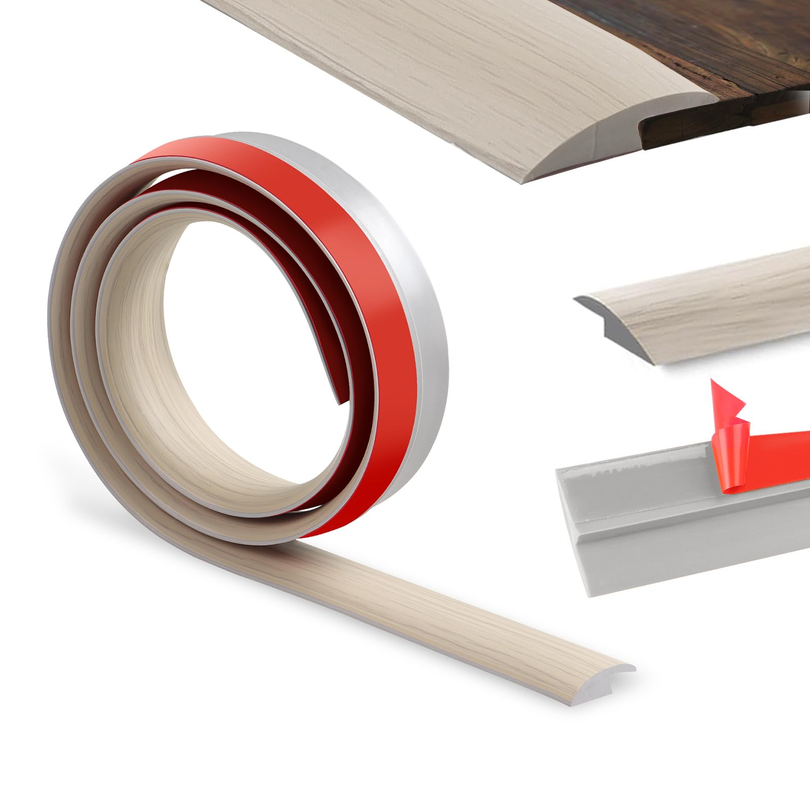 Ztowoto Gray Wood Grain-100Cm 100Cm Carpet Door Strips-Self Adhesive,Threshold Strip Door Bar Pvc，Floor Transition Strips Edgings Rubber Flooring,Door Threshold For Tile/Carpet Flooring Threshold Transition(3.5Cm,Gray Wood Grain)