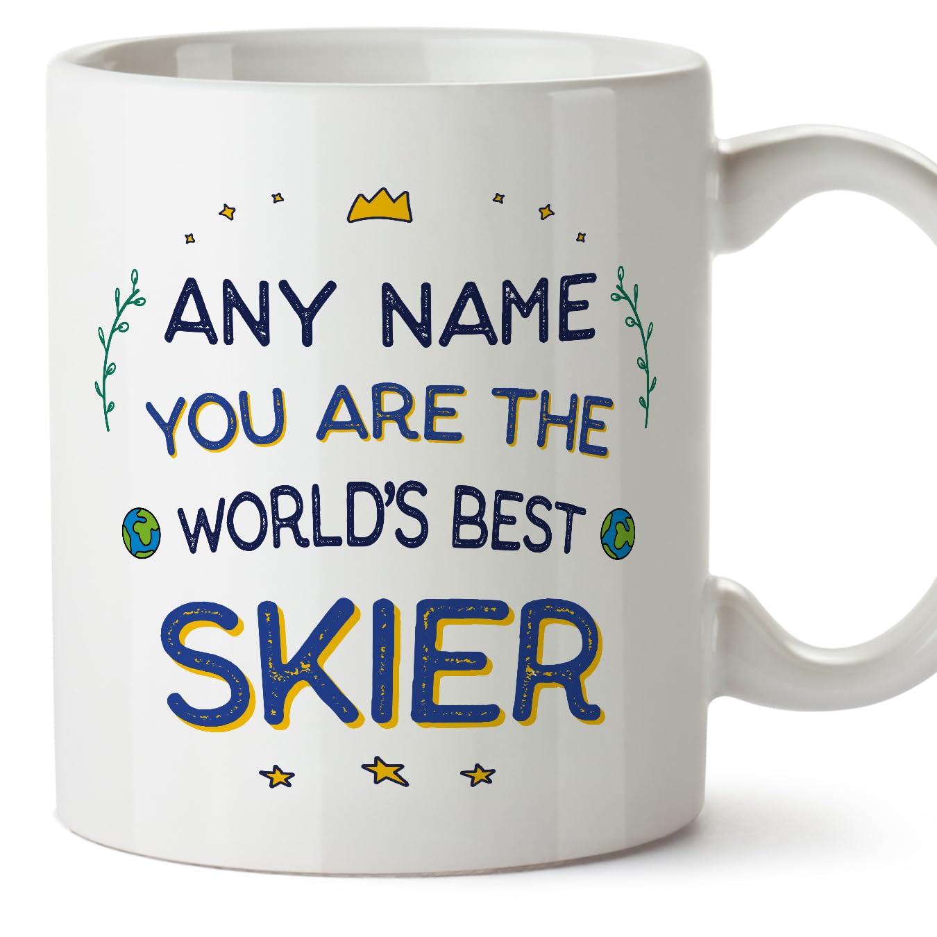 MUGFFINS Personalised Mug for Skier - in English - World's Best - Funny Custom Gift for Colleagues - Ceramic 11oz Mug