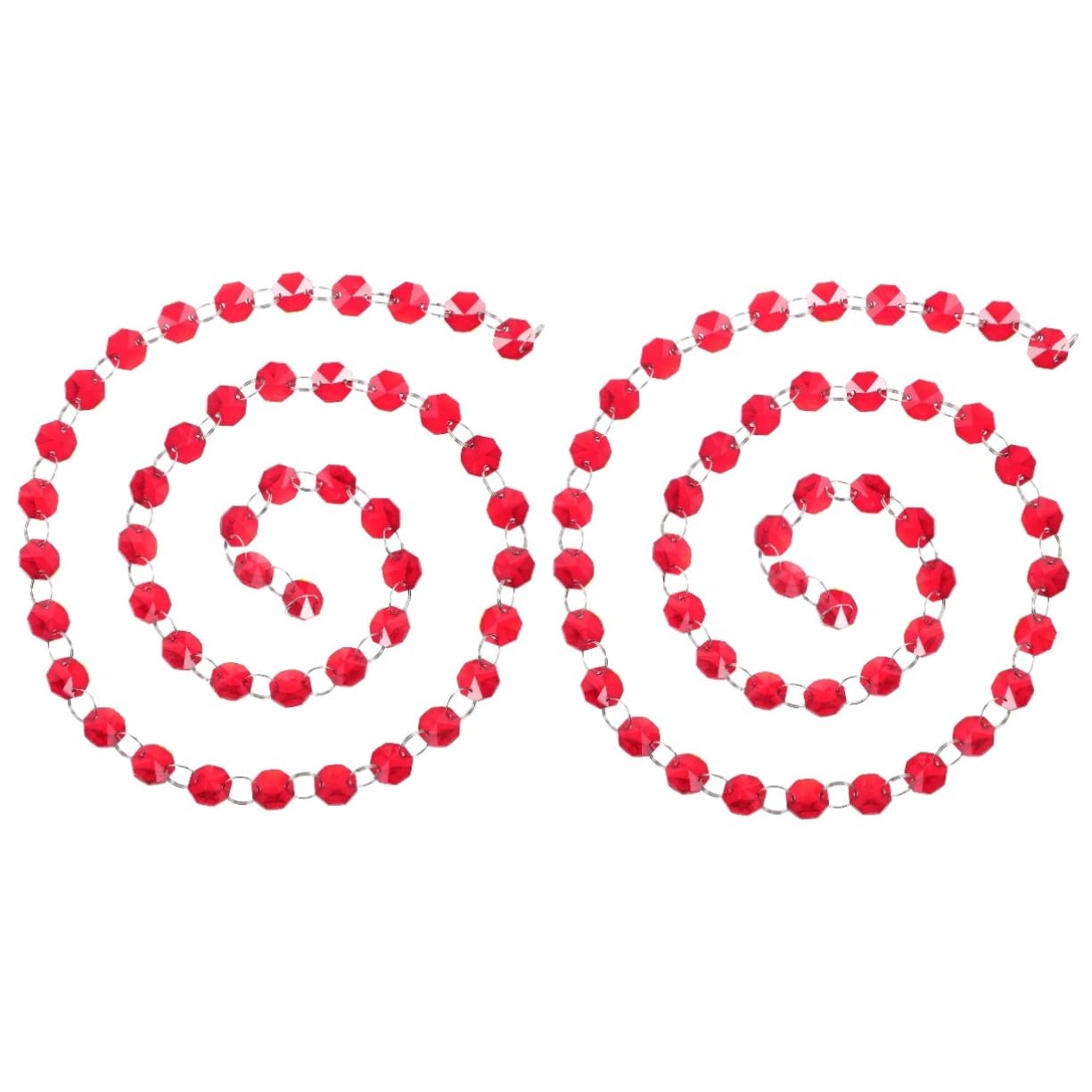 PRETYZOOM 2pcs Bead Curtain Chandelier Door Beaded Festoon Jewelry Macrame Wall Hanging Decor Decoration Round Mirrors for Wall Dog Chain Pendant Lights Beads Chain Decor Red Metal