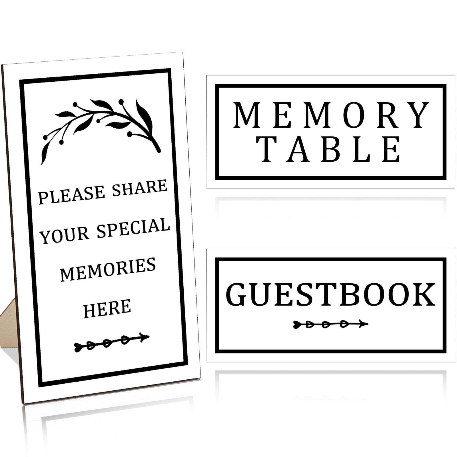Buy 3 PCS Wooden Funeral Table Signs Wood Share Memory Sign Guest Book Sign Celebration of Life