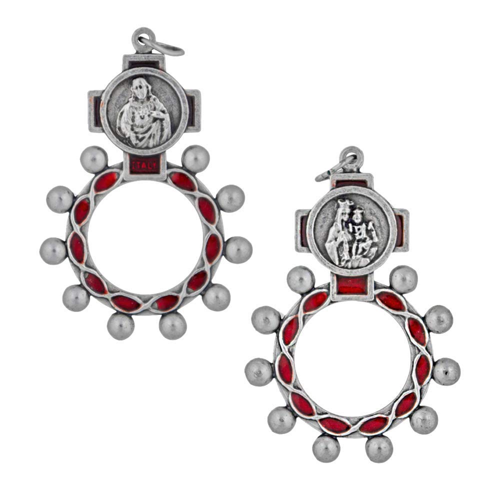 VILLAGE GIFT IMPORTERSRosary Rings | 4 Styles with Colored Enamel | Holy Figures and Saints Finger Rosary | Carded and Modern | Christian Jewelry