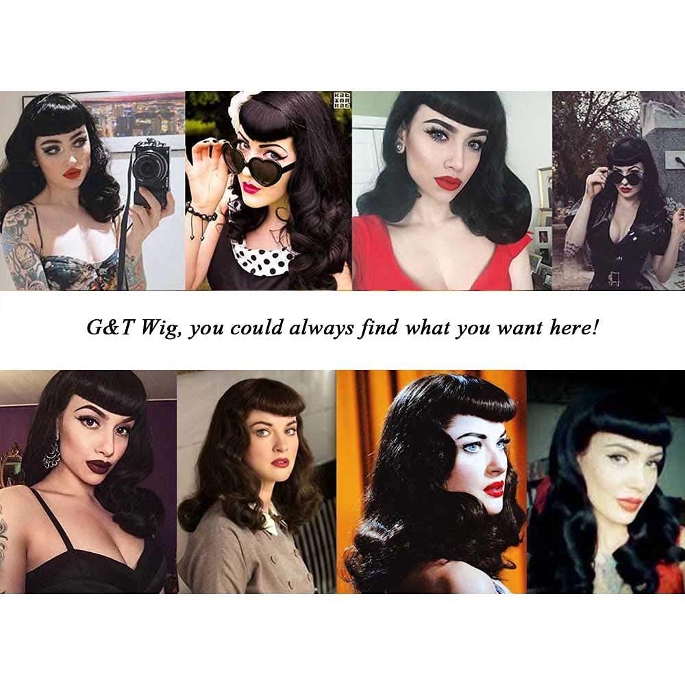 G&T Vintage Rockabilly Wig for Women with Bangs