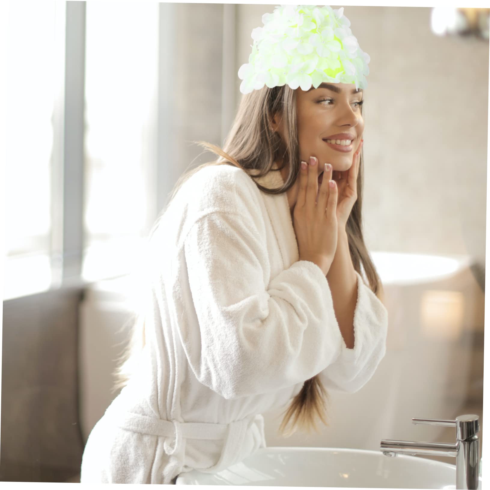 HANABASS Tapa De Natación De Gran Tamaño Verano Sombrero De Mujer Fluorescente Sombrero De Natación Floral Adulto Dama Neón Playa Gorras De Natación Ducha Baños