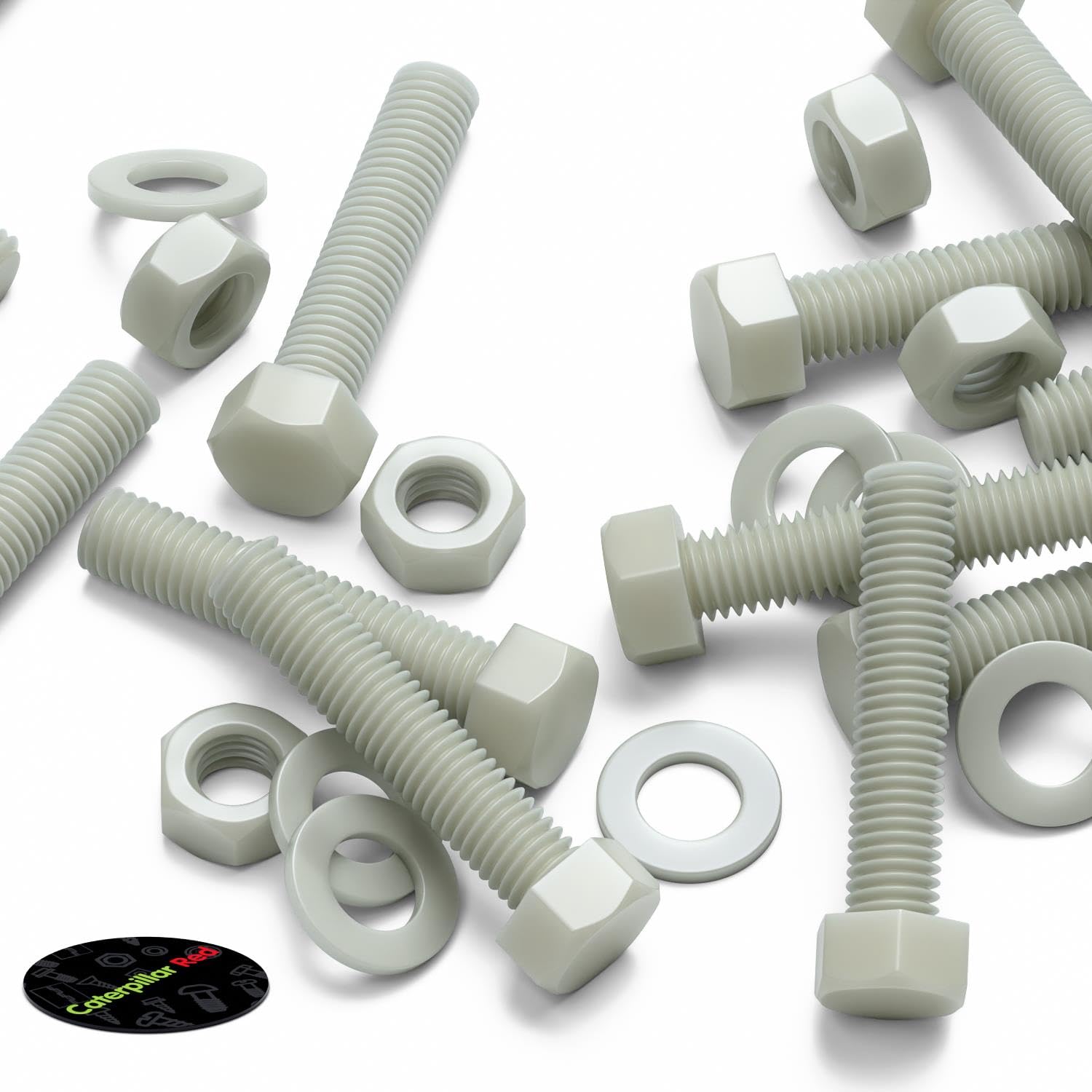10 x testa Esagonale in super nylon, M10 x 50mm, rinforzato con riempimento in vetro, viti macchinari, Dadi e bulloni di plastica, Rondelle,