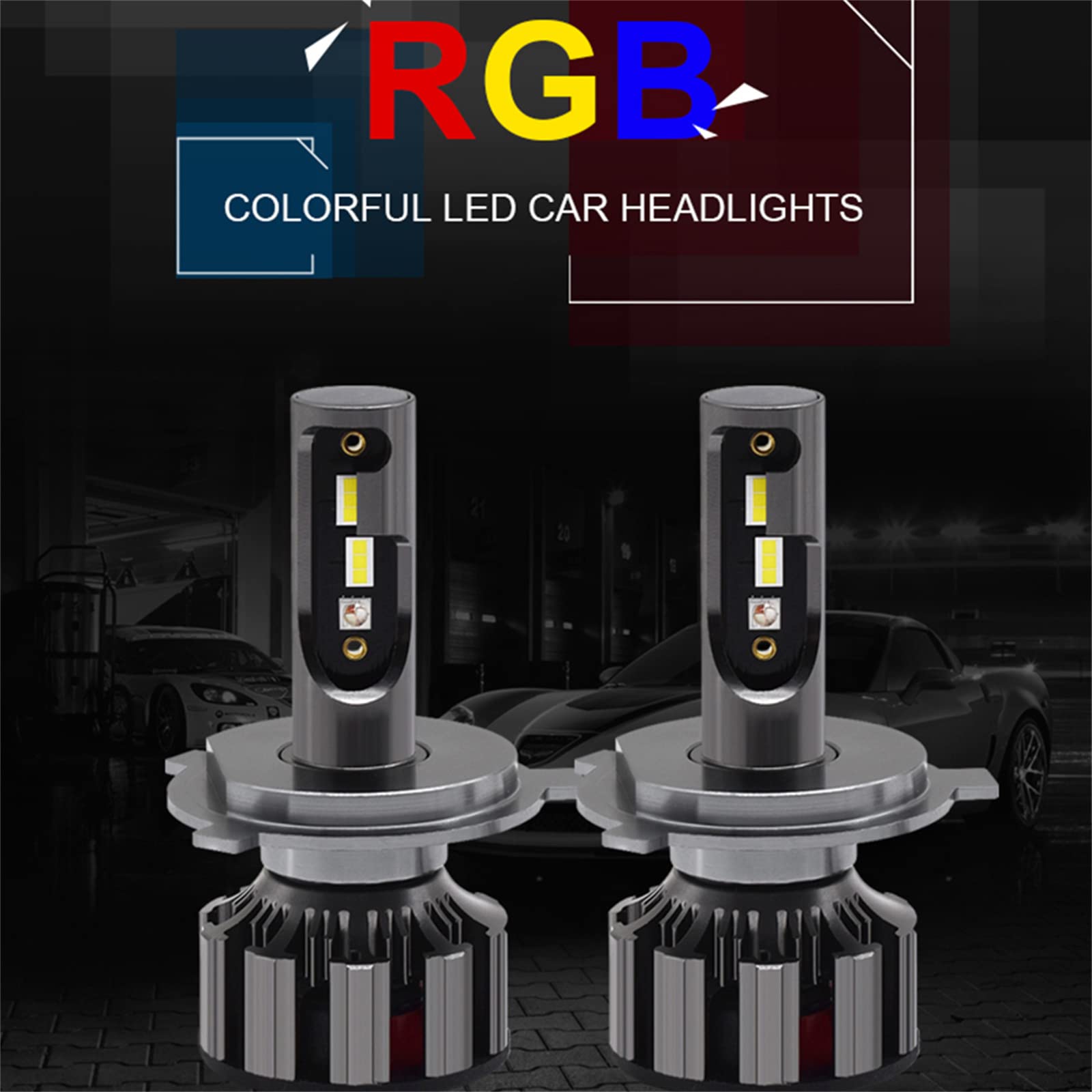 Bombillas LED RGB Para Faros Delanteros, 80 W, 7600 Lúmenes, Faros Delanteros LED Brillantes, 6000 K, Blanco Frío, Kit De Conversión De Faros LED IP68 A Prueba De Agua, Paquete De 2,H4