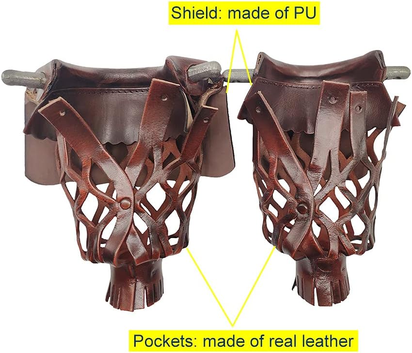 Pool Table Leather Pockets Diamond Pattern Shield, Leather Billiard Pockets Made with Real Leather, Set of 6,Walnut