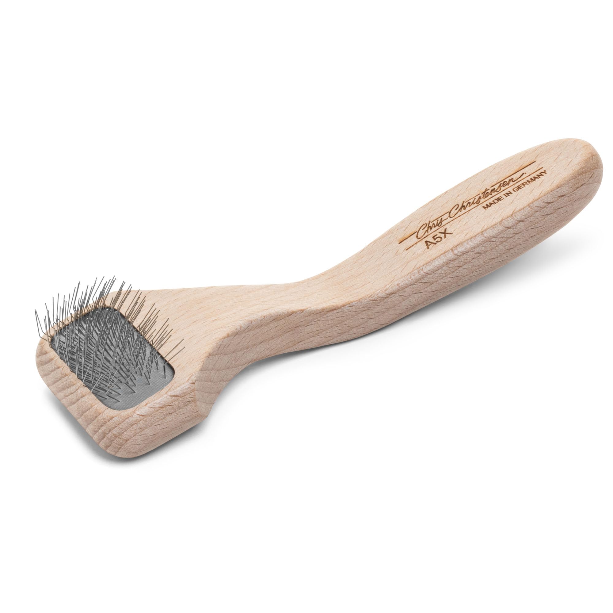 Chris Christensen Spazzola per Cani, Mark X Tiny Slicker, Groom Like a Professional, perni in Acciaio Inox, Corpo in Legno di faggio Leggero, Punte levigate e levigate