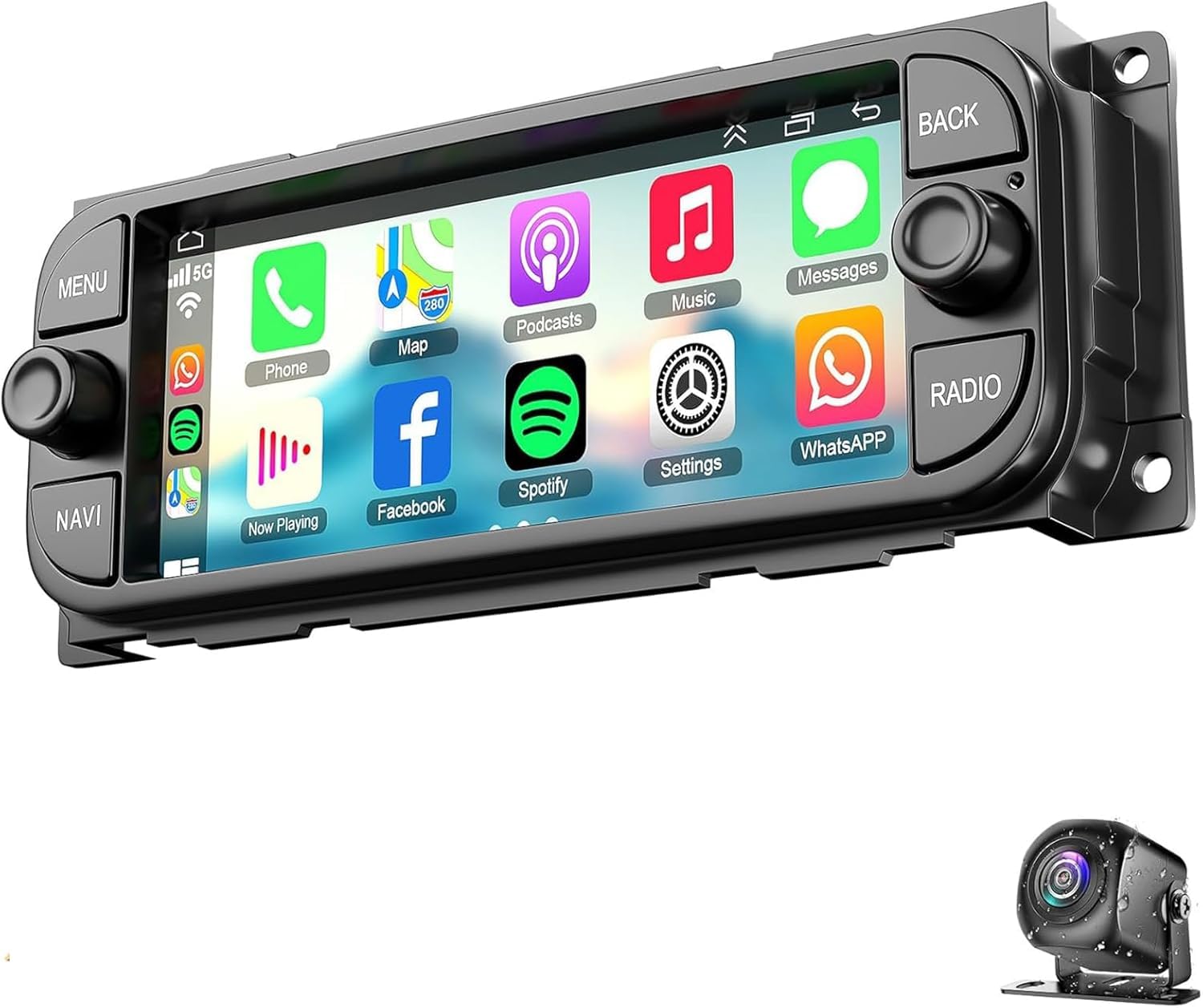 Car Radio for Chrysler Town Country Dodge RAM J-eep Wrangler Grand Cherokee Liberty Wireless CarPlay Android Auto 6.8" Touch Screen Double Din Stereo Bluetooth GPS WiFi FM BT SWC Ca(Color:4CORE 2+32G)