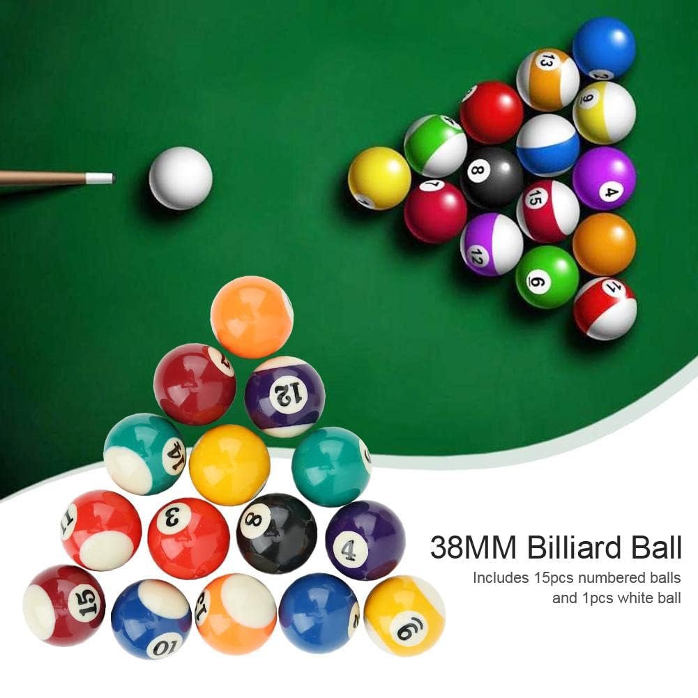 Set da 16 Palline da Biliardo, Palline da Allenamento per Stecca da Biliardo da 38 mm In Resina, Palline da Biliardo per Bambini, Mini Tavolo da Biliardo Giocattolo, per Sale Giochi E Attività Ricreat