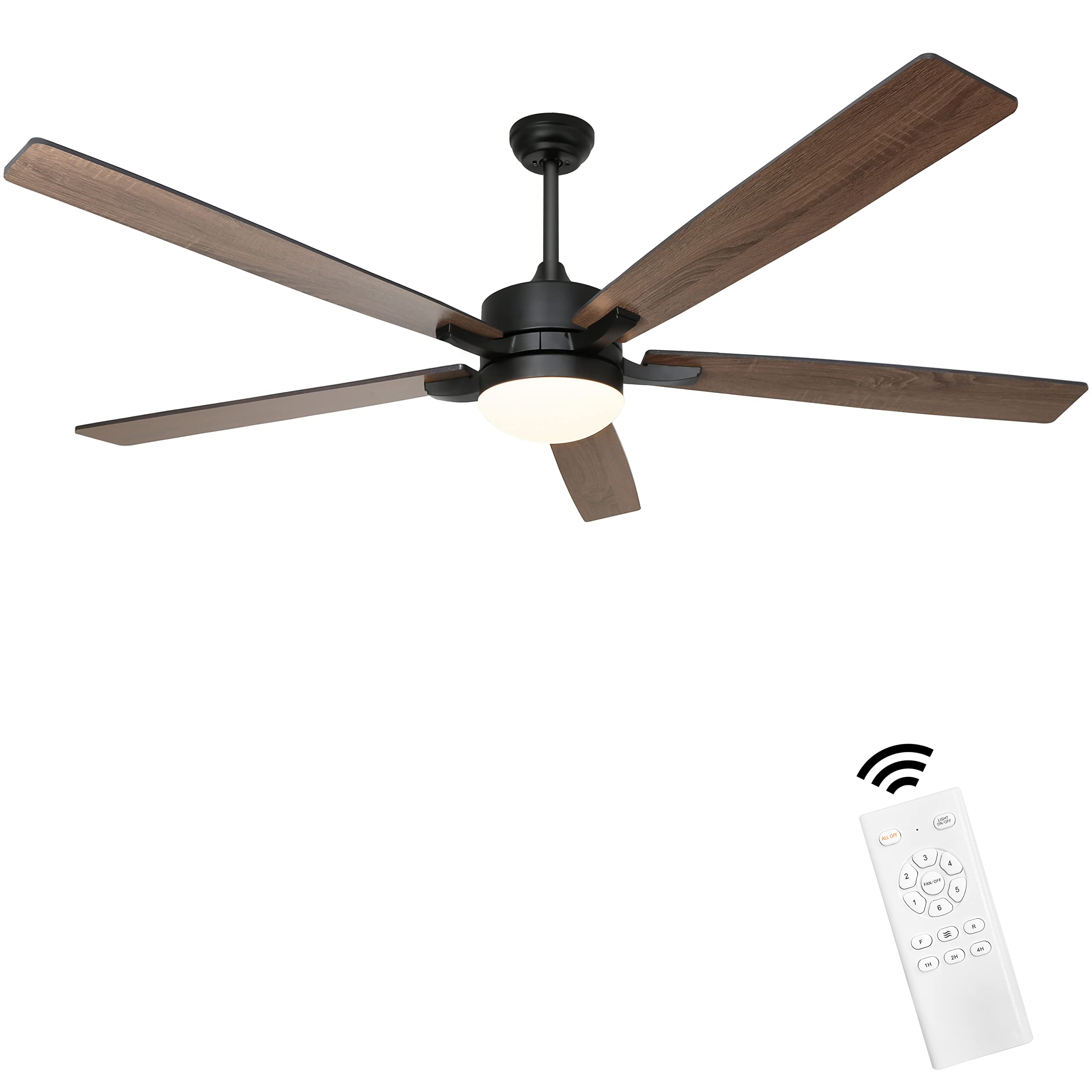 Ohniyou 76’’ Ceiling Fan with Light and Remote - Black Ceiling Fans, 3CCT, Reversible DC Motor, Indoor Outdoor Ceiling Fan for Patio Living Room Bedroom Garage Shop
