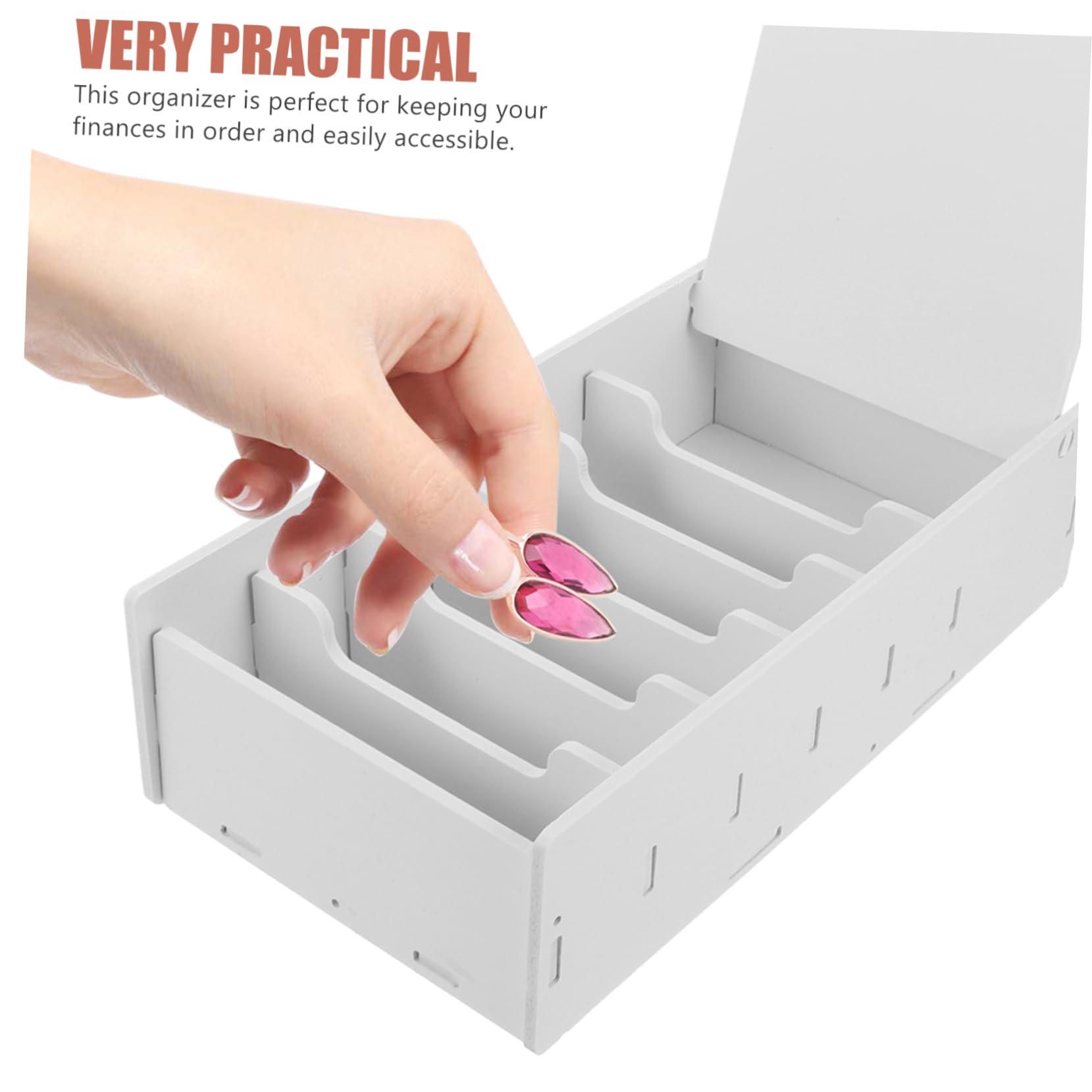Geldkassette Münzorganizer Mehrfach Fächer Aufbewahrungsbox Kunststoff mit Deckel Großes Fassungsvermögen Schreibtisch Organisation für Büro und Haushalt