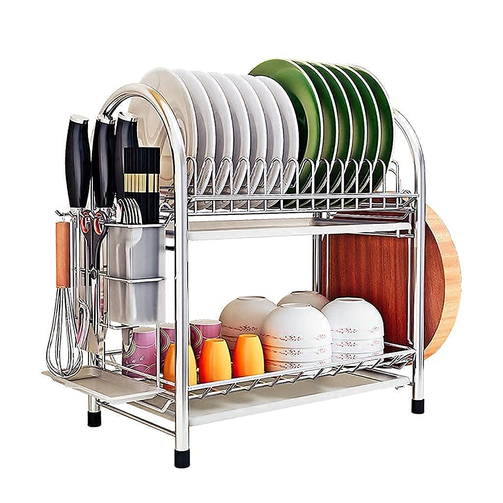 Support de Stockage de Stockage de Cuisine de Support de Plat de vidange de Double Couche d'acier Inoxydable 40 * 22,5 * 42Cm. Égoutter