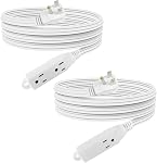 EP 6 Ft 3 Outlet Extension Cord with Flat Plug, 3 Prong Grounded, 16/3 SPT-3 Power Cable for Indoor Use, White, 2 Pack
