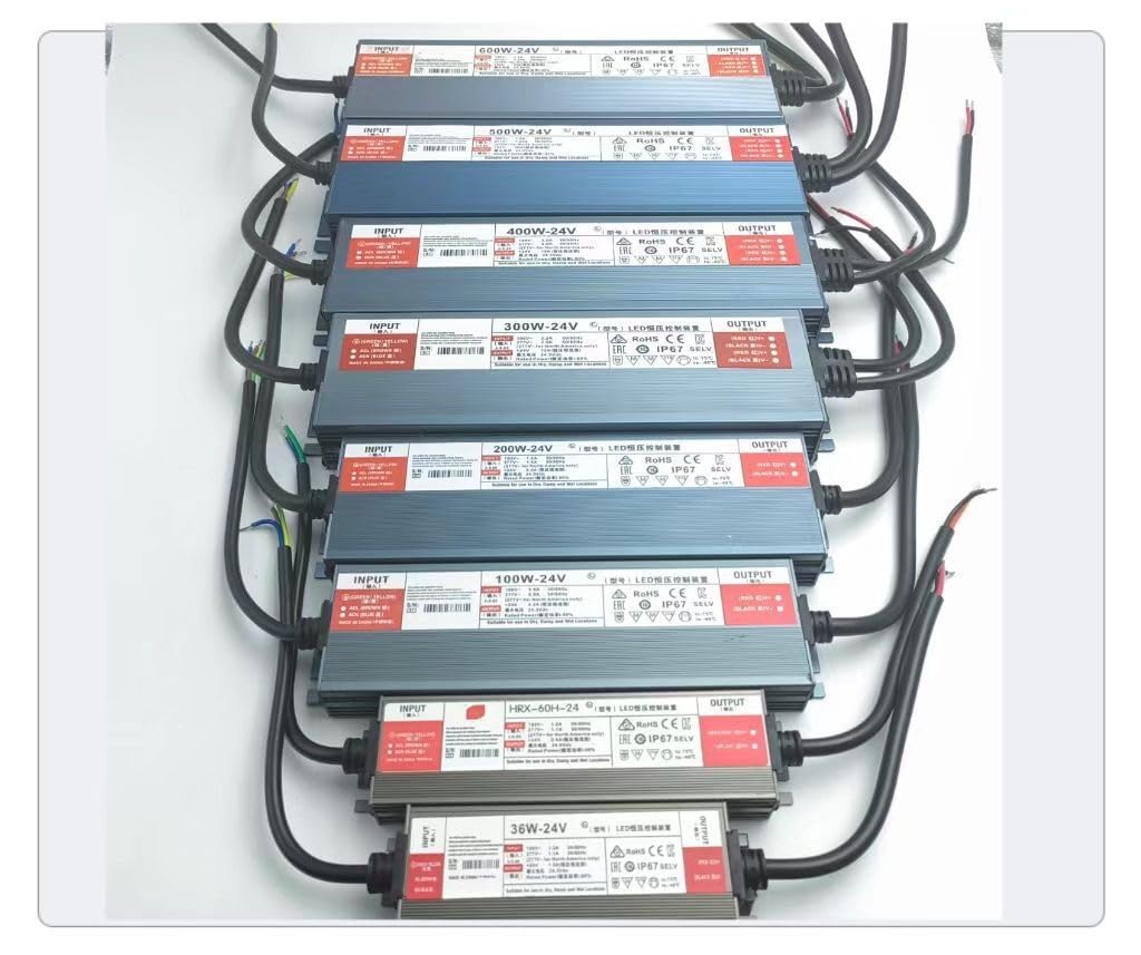 Transformador para LED Fuente de alimentación conmutada LED 12 V/24 V, resistente al agua, IP67, alta potencia, voltaje constante, corriente constante, transformador de tira de luz ultrafino de CC.(12