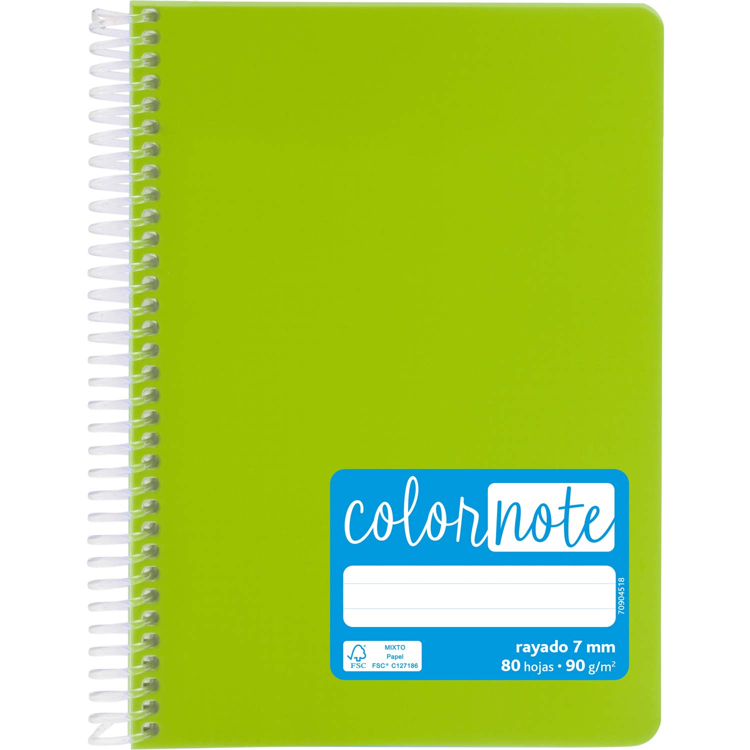 Grafoplás 98533221 Notizbücher, A5, liniert, Polypropylen, hellgrün, FSC-zertifiziert, Serie Color Note