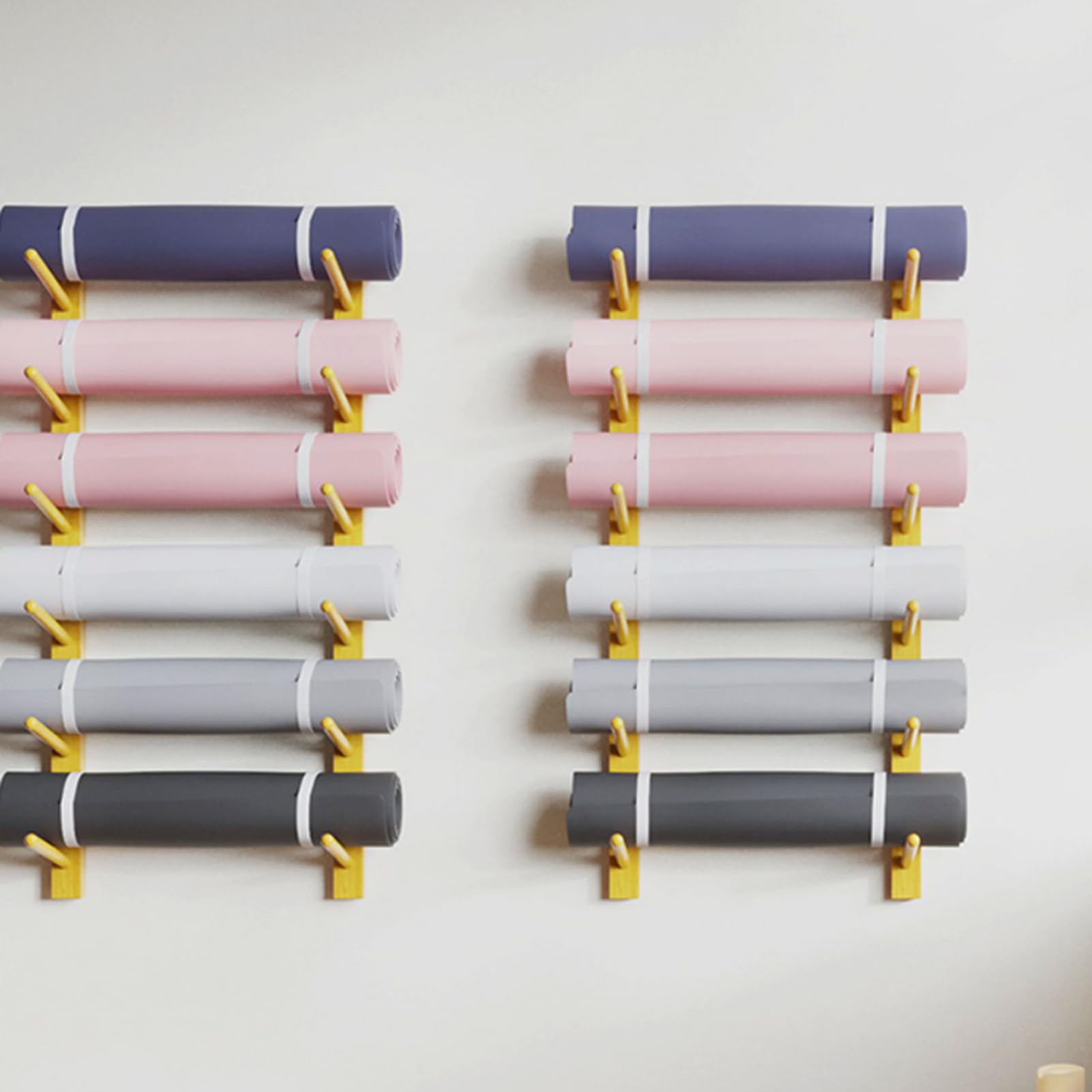 SULQING Yoga Mat Holder Wall Mount Yoga Mat Storage Home Gym Accessories Wooden Rack for Foam Roller Yoga Mat Storage
