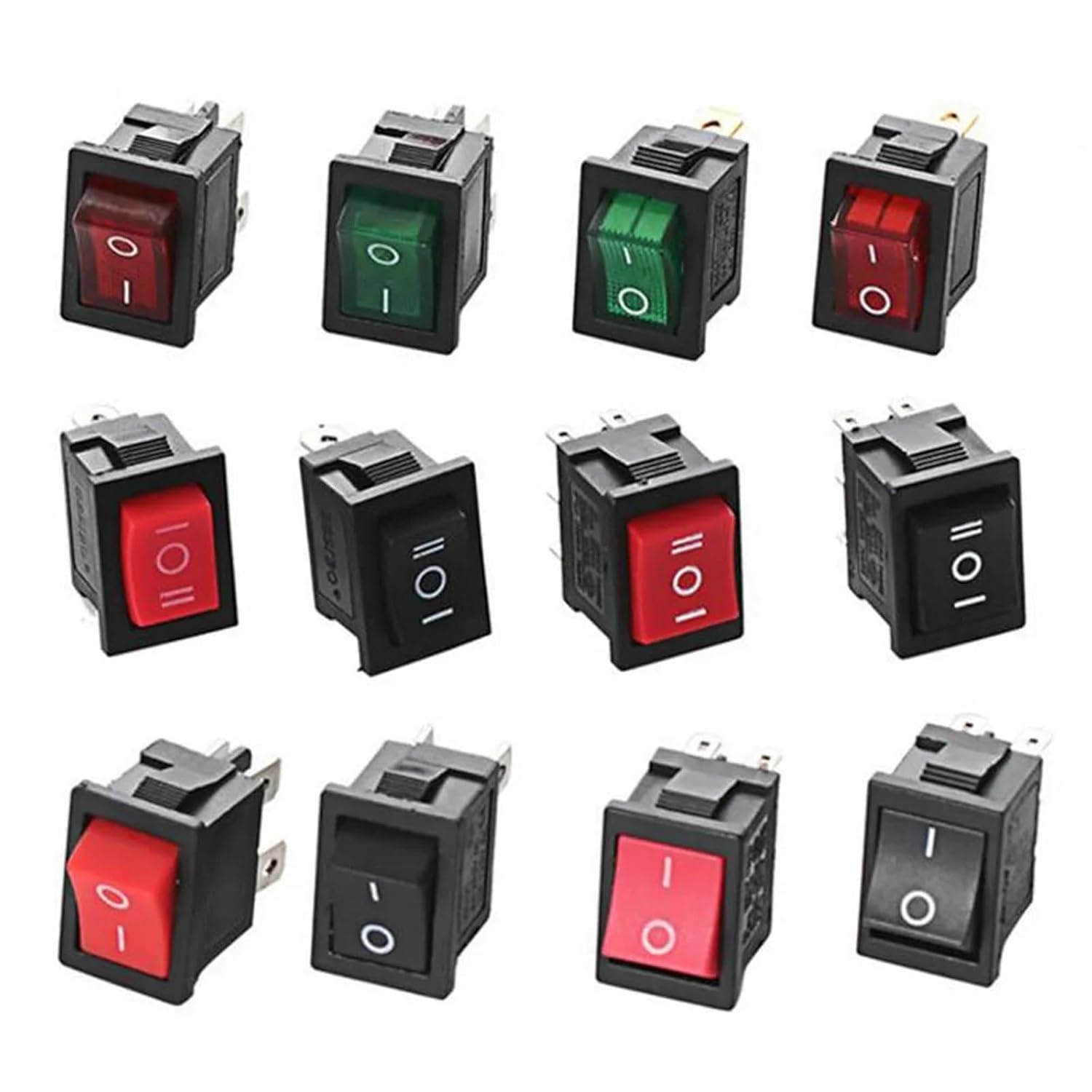 1Pcs Rocker Switch KCD1 Ship Type Two Gears/Three Gears 2 Feet 3 4 6 with Light Boat Power(4 F 2 G R)