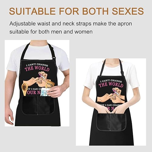 Miniatura 3 de PXTIDY Nail Tech - Delantal con bolsillos para salón de uñas, delantal de tecnología de uñas, regalo de manicurista, delantal impermeable